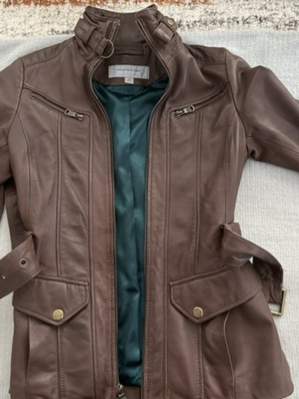 Andrew Marc Leather Jacket with Belt - Picture 4 of 7